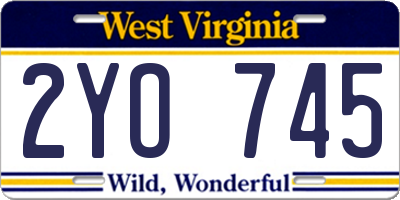 WV license plate 2YO745