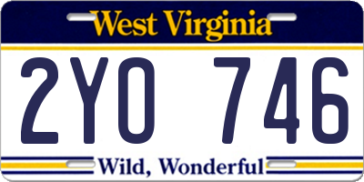 WV license plate 2YO746