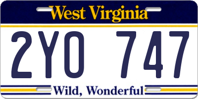 WV license plate 2YO747