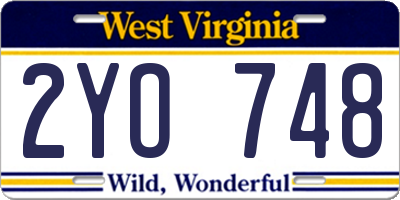 WV license plate 2YO748