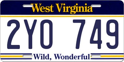 WV license plate 2YO749