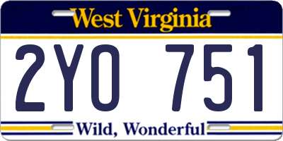 WV license plate 2YO751