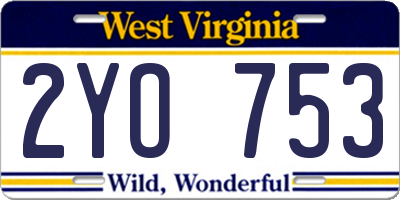 WV license plate 2YO753