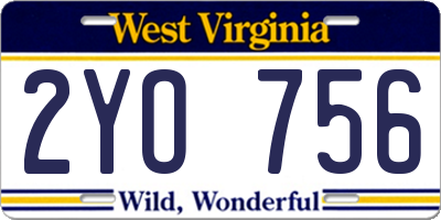 WV license plate 2YO756