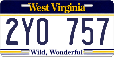 WV license plate 2YO757