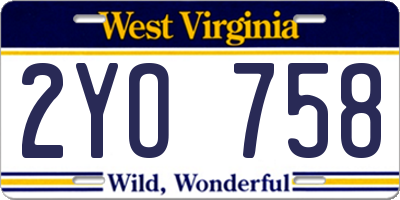 WV license plate 2YO758