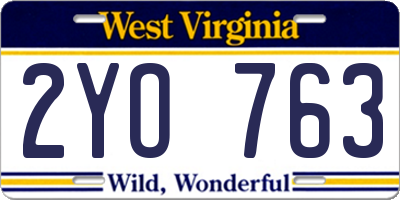 WV license plate 2YO763