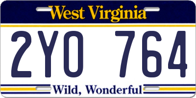 WV license plate 2YO764