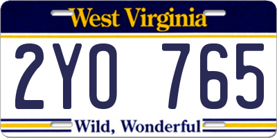 WV license plate 2YO765