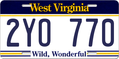 WV license plate 2YO770