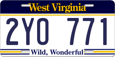 WV license plate 2YO771