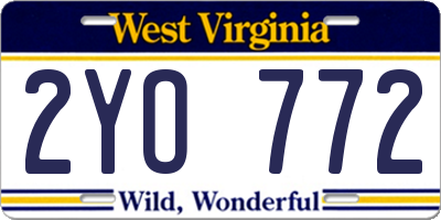 WV license plate 2YO772