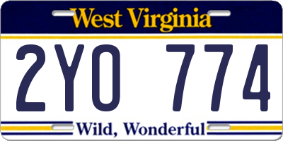 WV license plate 2YO774