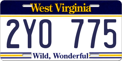 WV license plate 2YO775