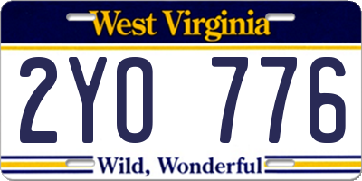 WV license plate 2YO776