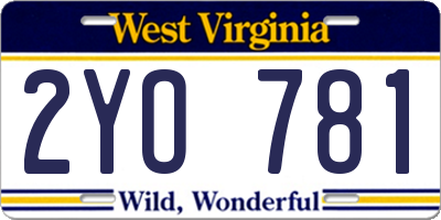WV license plate 2YO781