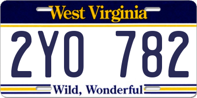 WV license plate 2YO782