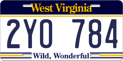 WV license plate 2YO784