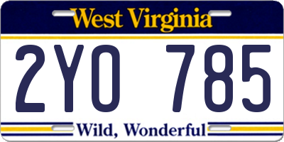 WV license plate 2YO785