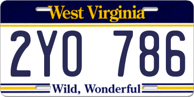 WV license plate 2YO786