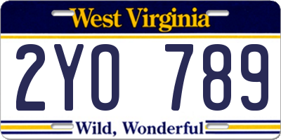 WV license plate 2YO789