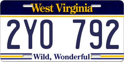 WV license plate 2YO792