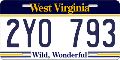 WV license plate 2YO793