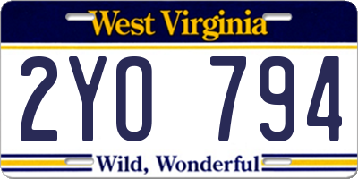 WV license plate 2YO794