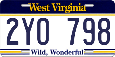 WV license plate 2YO798