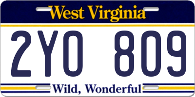 WV license plate 2YO809