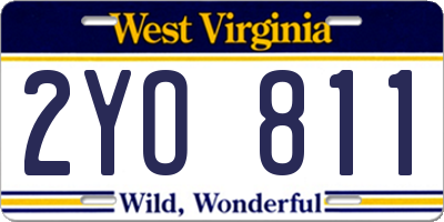WV license plate 2YO811