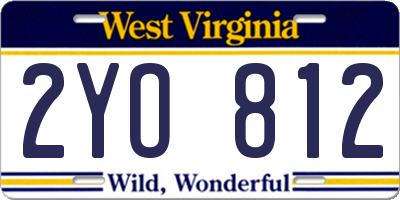 WV license plate 2YO812