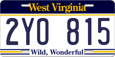 WV license plate 2YO815