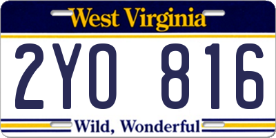 WV license plate 2YO816