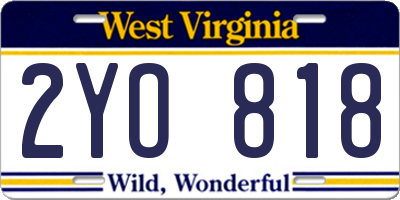 WV license plate 2YO818