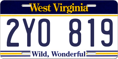 WV license plate 2YO819