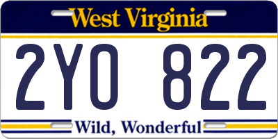 WV license plate 2YO822