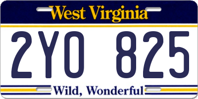 WV license plate 2YO825