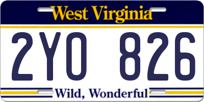 WV license plate 2YO826