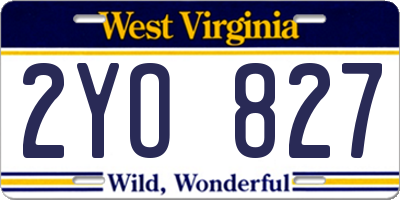 WV license plate 2YO827
