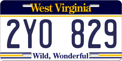 WV license plate 2YO829