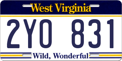 WV license plate 2YO831