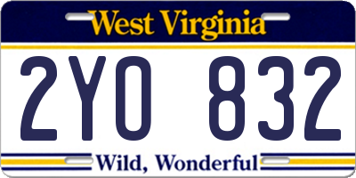 WV license plate 2YO832