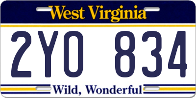 WV license plate 2YO834
