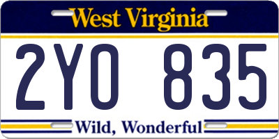 WV license plate 2YO835