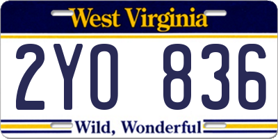 WV license plate 2YO836