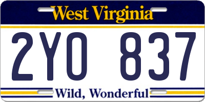 WV license plate 2YO837