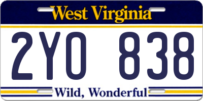 WV license plate 2YO838