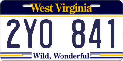 WV license plate 2YO841