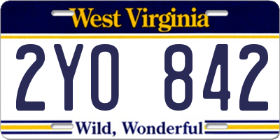 WV license plate 2YO842